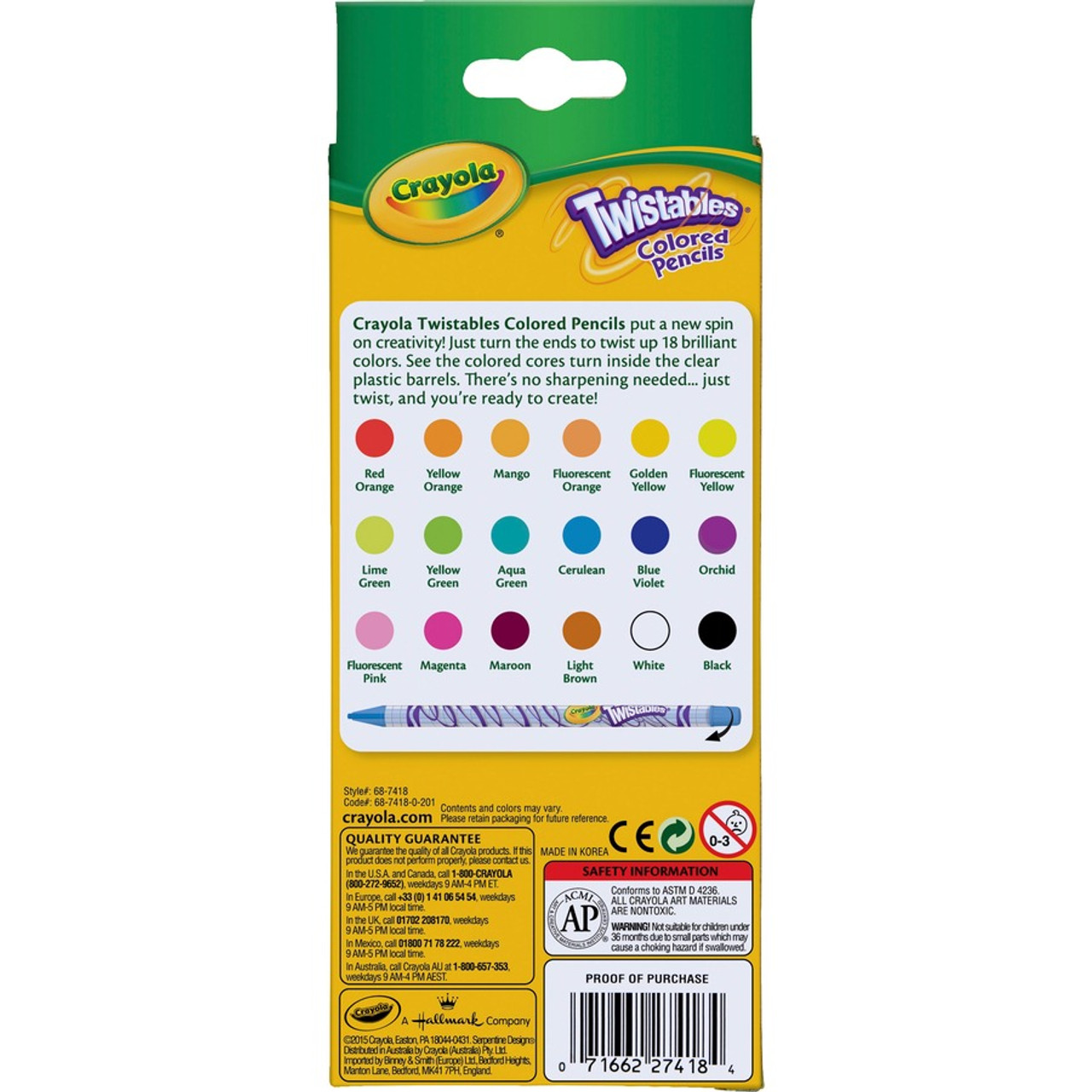 Crayola Twistables Colored Pencils - Assorted Lead - Clear Plastic Barrel -  1 Pack - Zuma