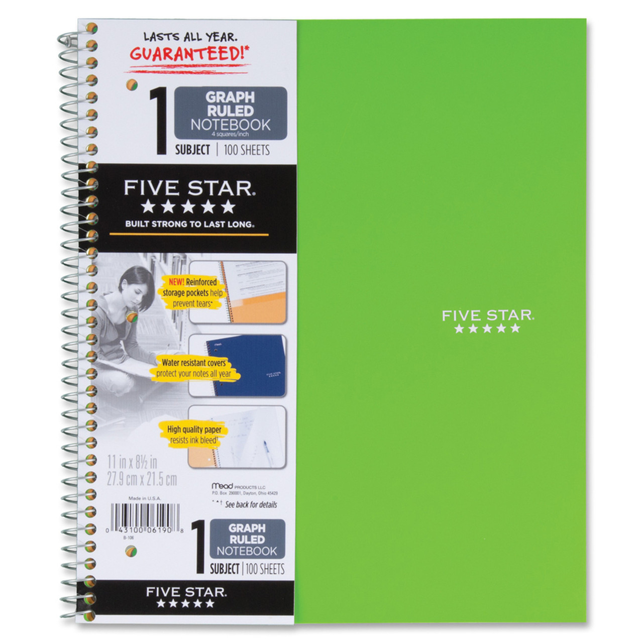 Mead Five Star Wirebound Notebook - 100 Sheet - Quad | Beach