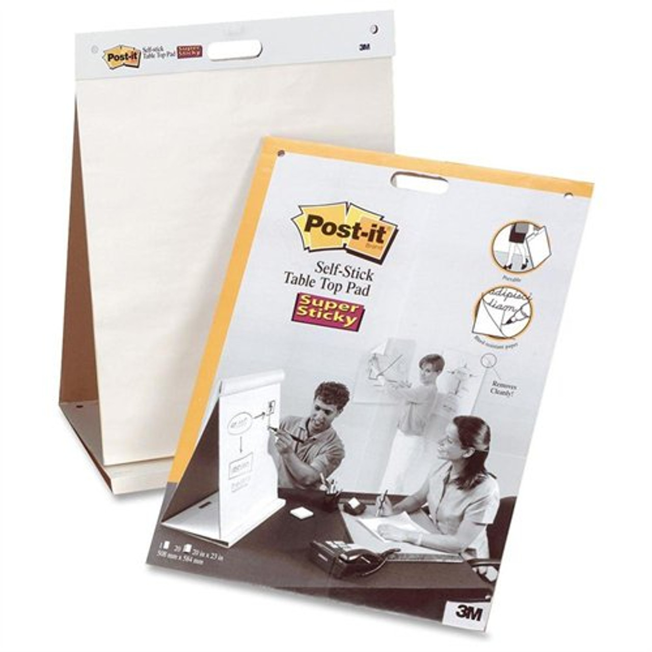 3M 563R Post it Self Stick Tabletop Easel Pad, White, Unruled - 20 sheets