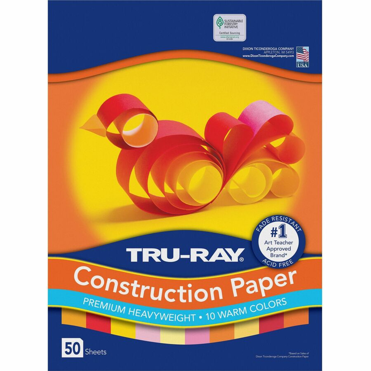 Pacon Tru-Ray Construction Paper, 76lb, 12 x 18, Assorted Cool/Warm Colors,  25/Pack (102948)