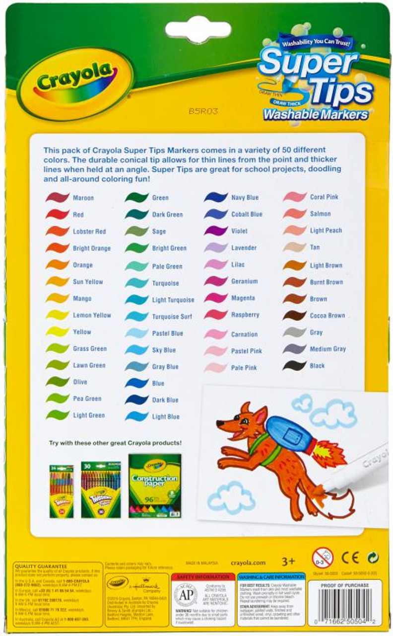 Crayola Washable Fine Super Tip Markers Set of 50 Colors