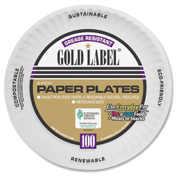 Solo CP6OAWH Coated Paper Plates, 6 Inches, White