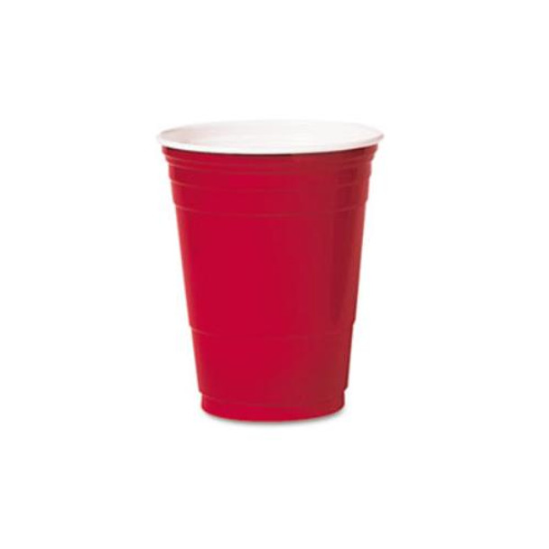 Plastic Party Cold Cups, 16oz, Red, 50/Pack