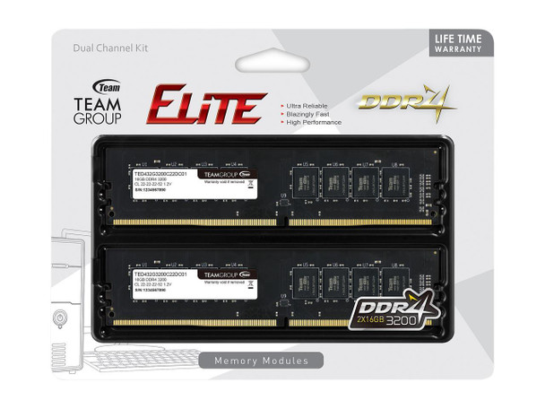 Team ELITE 32GB (2 x 16GB) DDR4 SDRAM Memory Kit | Beach Audio