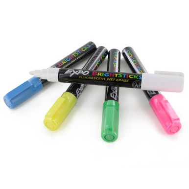 Expo BrightSticks Fluorescent Wet Erase Markers, Bullet Tip, Assorted, 5/pk (14075)