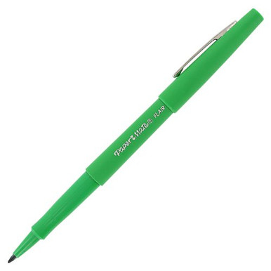 Paper Mate Flair Medium 0.7mm Felt Tip Green Pens 12/Box (8440152)