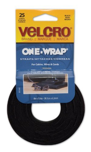 VELCRO Brand ONE-WRAP Cable Ties, Black Cord Organization Straps, Thin  Pre-Cut Design