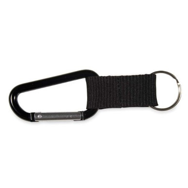 Carabiner Key Chain, Polyester Strap, 10/PK, Black, Sold as 1 Package