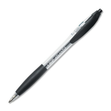 Bic Atlantis Retractable Ballpoint Pen, Medium 1mm, Black Ink/Barrel,  Dozen, BICVCG11BK