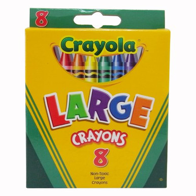 Crayola Crayons, Large Size, Assorted Colors, 8/Box (52-0080)