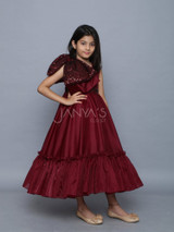 Organza Ankle Gown With Sequence Bow And Hair Accessory