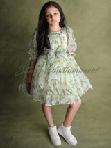 Ready to ship: Green Floral Oraganza Dress With Hair Aceesory