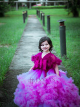 Enchanted Ombre Frilled Gown With Hair Pin