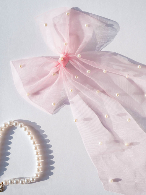Janyas Closet Light Pink Beads Enhanced Bowie Hair Clip