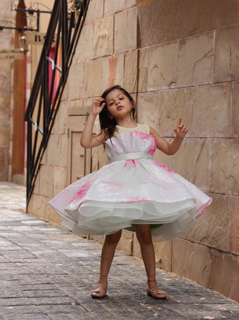 Floral Sequins Rian Birthday Dress With Hair Accessory