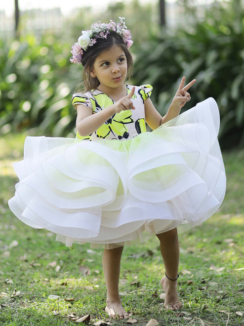 Flower Girl Birthday Party Dress With Hair Pin