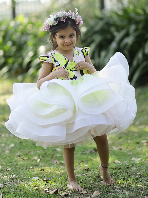 Flower Girl Birthday Party Dress With Hair Pin