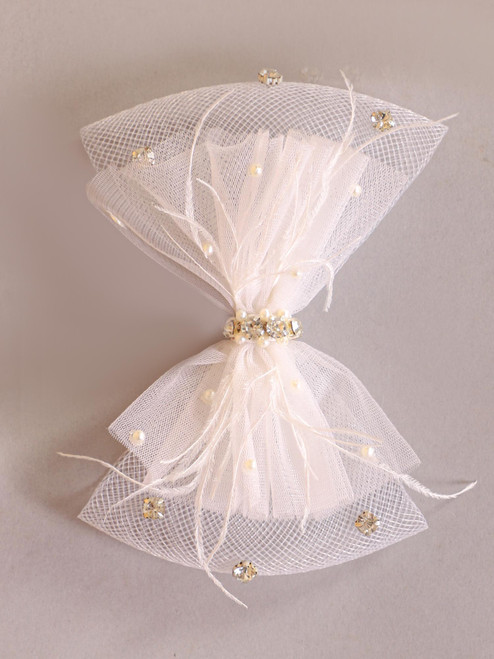 White Net Bow Hair Clip