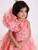 JANYAS CLOSET Peach Printed Party Drape Dress With Hair Accessory