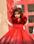 Ready to Ship: Shaded Red Couture Gown With Hair Accessory