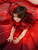 Ready to Ship: Shaded Red Couture Gown With Hair Accessory