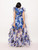 JANYAS CLOSET Blue Floral Printed High-Low Ruffle Dress