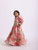 JANYAS CLOSET Peach Pink Printed Floral Poppies Top With Skirt Lehenga