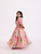 JANYAS CLOSET Peach Pink Printed Floral Poppies Top With Skirt Lehenga