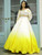 Yellow Ombre lehnga with Draped Painted Blouse