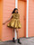 Golden Drape Girls Party Dress with Hair Accessory