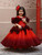 Birthday Red Shaded Ava Roses Gown With hair accessory