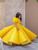 Yellow Couture Gown With Hair Accessory