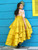 Yellow Taffeta High Low Dress With Sequence Crop Top And Hair Pin