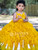 Yellow Belle Draped Gown With Hair Pin