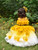 Shaded Yellow Fantasy Gown With Hair Pin