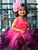 Neon Pink Purple Princess Shaded Gown With Hair Pin