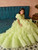 Green Ruffled Drape Princess Gown With Hair Accessory