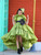 Pistachio Taffeta High-Low Dress With Hair Accessory