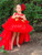 Red Ruffle High -Low Gown With Hair Accessory