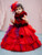 Baby Red Hankies Shaded Drapes Gown With Hair Accessory