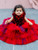 Baby Red Hankies Shaded Drapes Gown With Hair Accessory
