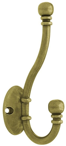 51/8" Ball End Double Coat Hook Antique Brass D. Lawless Hardware