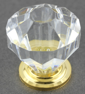 11/16" Diamond Cut Small Acrylic Knob Gold Plated Base
