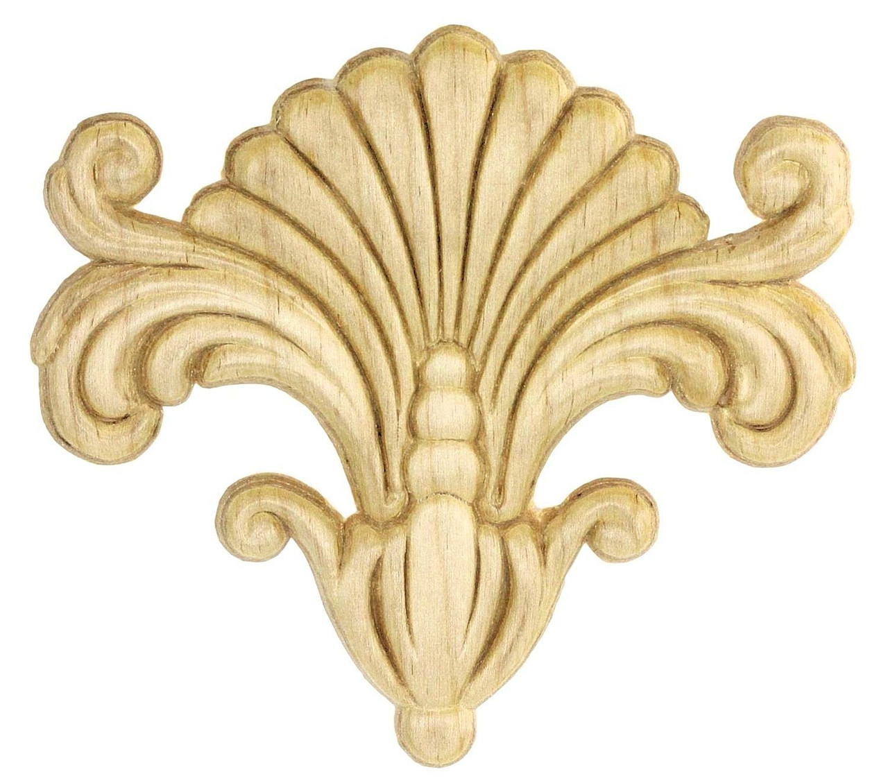 41/4" x 37/8" Birch Wood Shell Splash with Plumes Applique