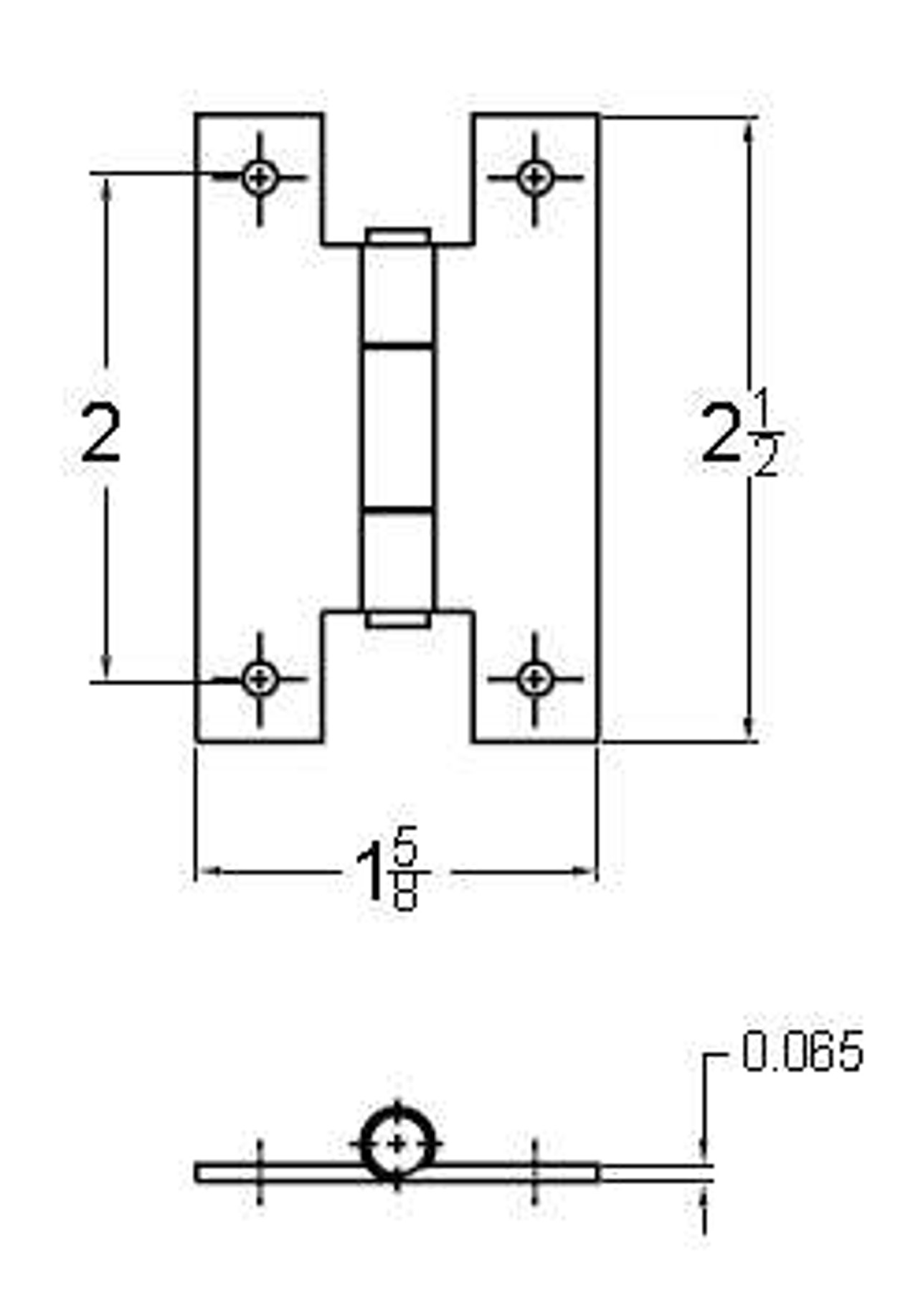 Hinge Single "H" Antique Brass 21/2" FLUSH