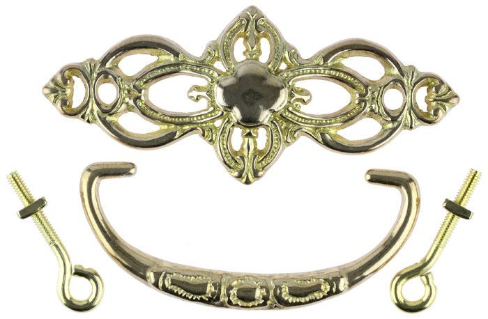 2" Small Classic Victorian Bail Pull Solid Polished Brass D. Lawless