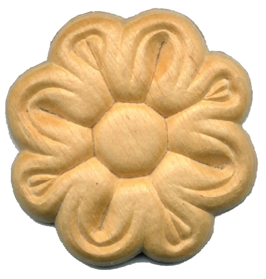 13/4" Birch Wood Flower Medallion Applique