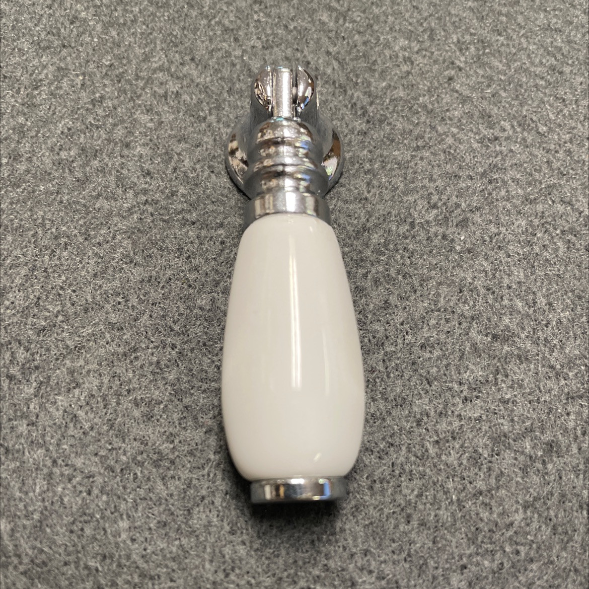 Teardrop Pendant Drop Pull White Ceramic & Chrome Plated