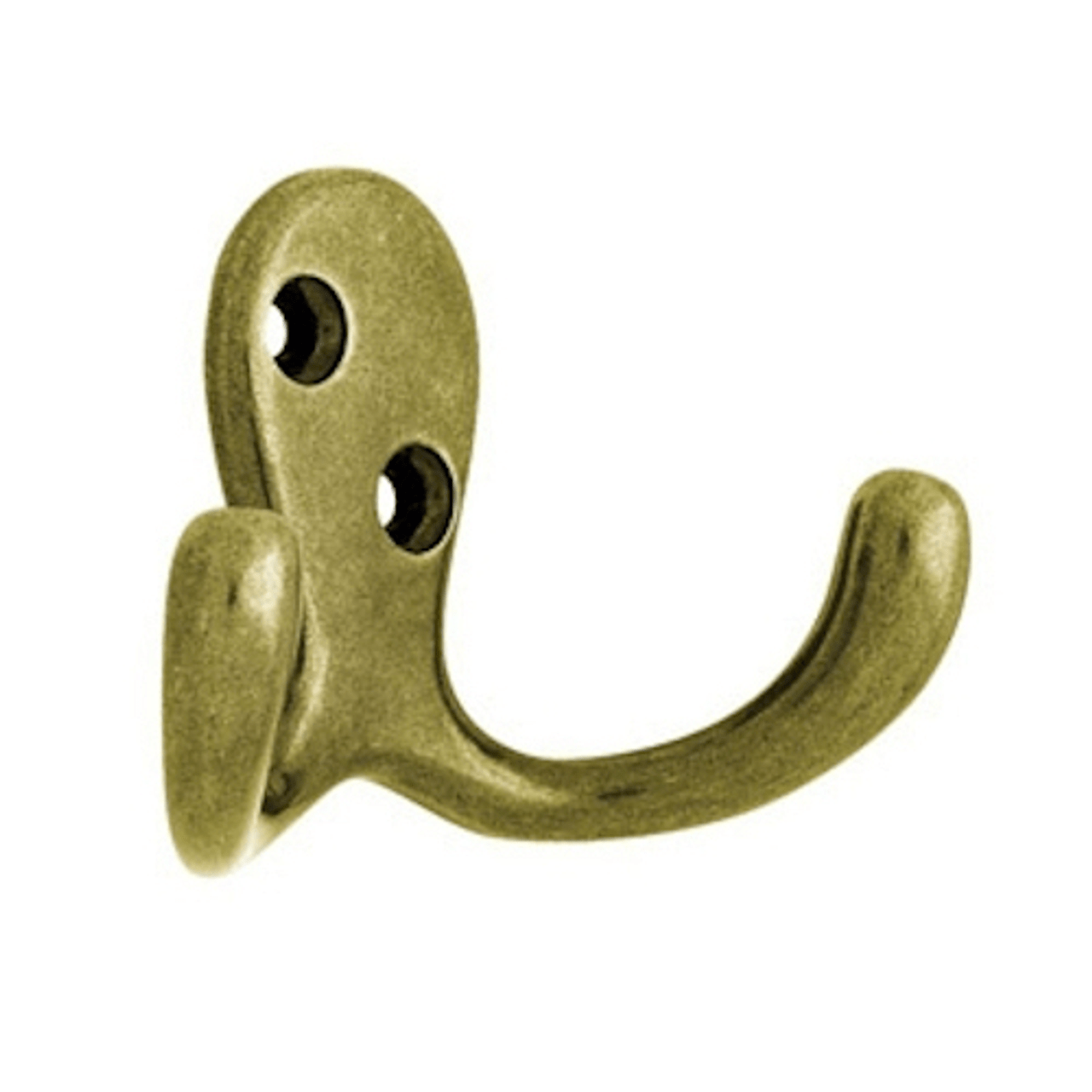 Coat Hook Ceramic Ends Two Prong Antique Brass - Back Mount H23