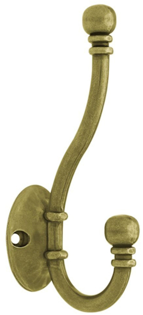 Bright Brass Double Front Mount Coat Hook Porcelain Knobs Old